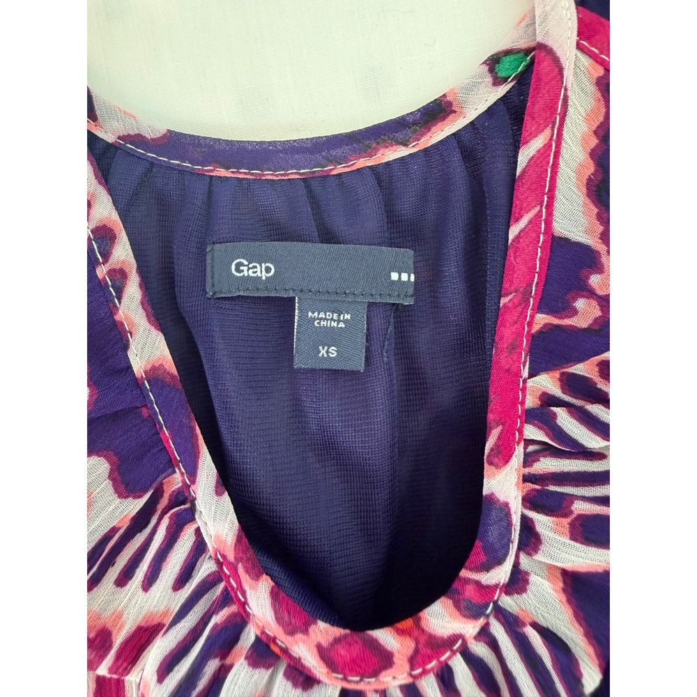 Gap Womens XS Pink Purple Ikat Print Chiffon Sleeveless Mini Sun‎ Dress - Picture 5 of 5